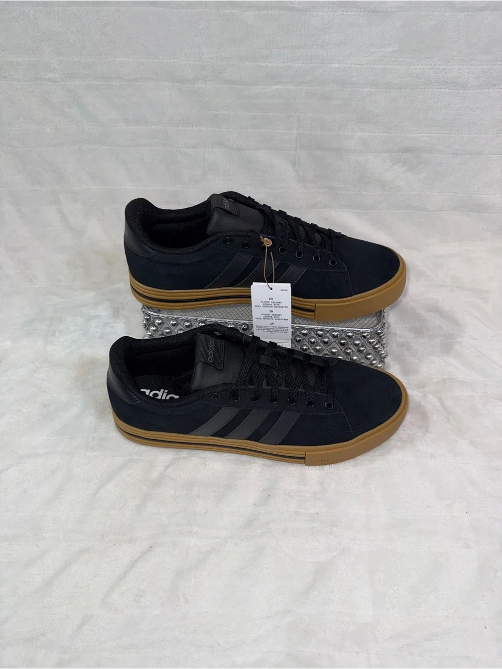 NIB Adidas Black Canvas Men's 10, women’s 11 Sneakers with Gum Sole